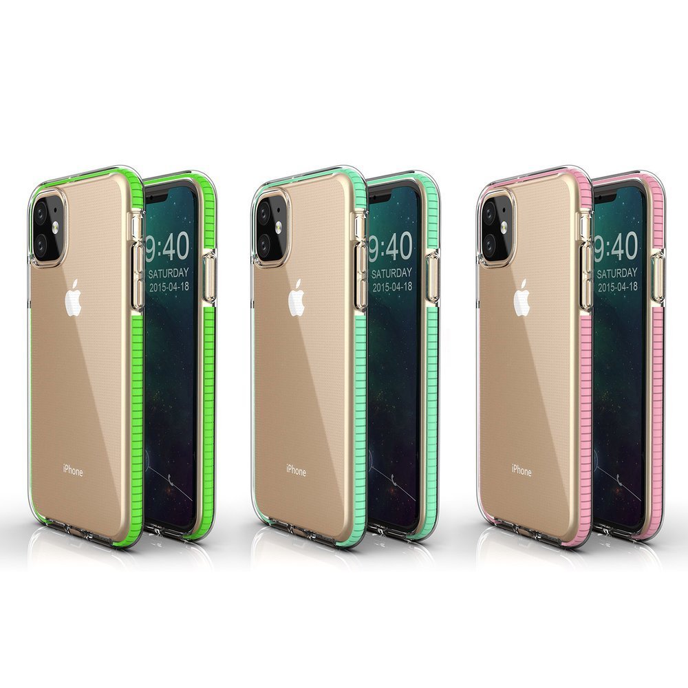 Capa protetora de gel TPU transparente com moldura colorida para iPhone 11 preto