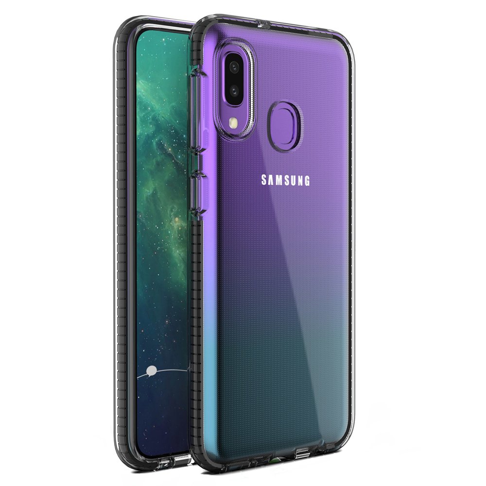 Capa protetora de gel TPU transparente com moldura colorida para Samsung Galaxy A20e preto