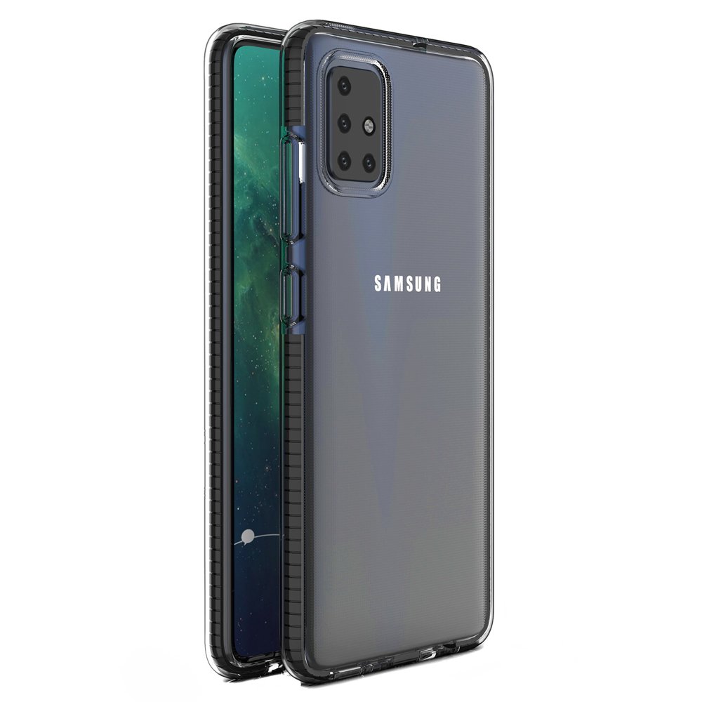 Capa protetora de gel TPU transparente com moldura colorida para Samsung Galaxy A51 preto