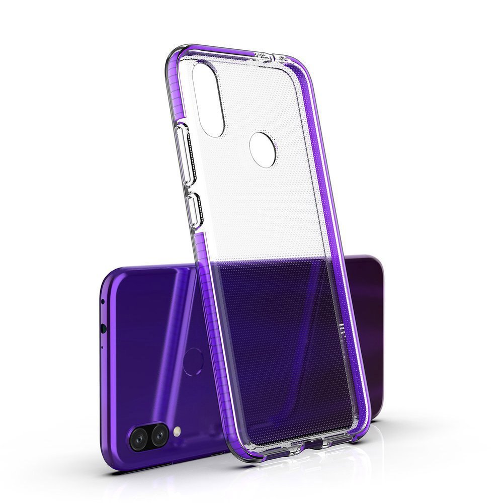 Capa protetora de gel TPU transparente com moldura colorida para Huawei P Smart 2019 preto