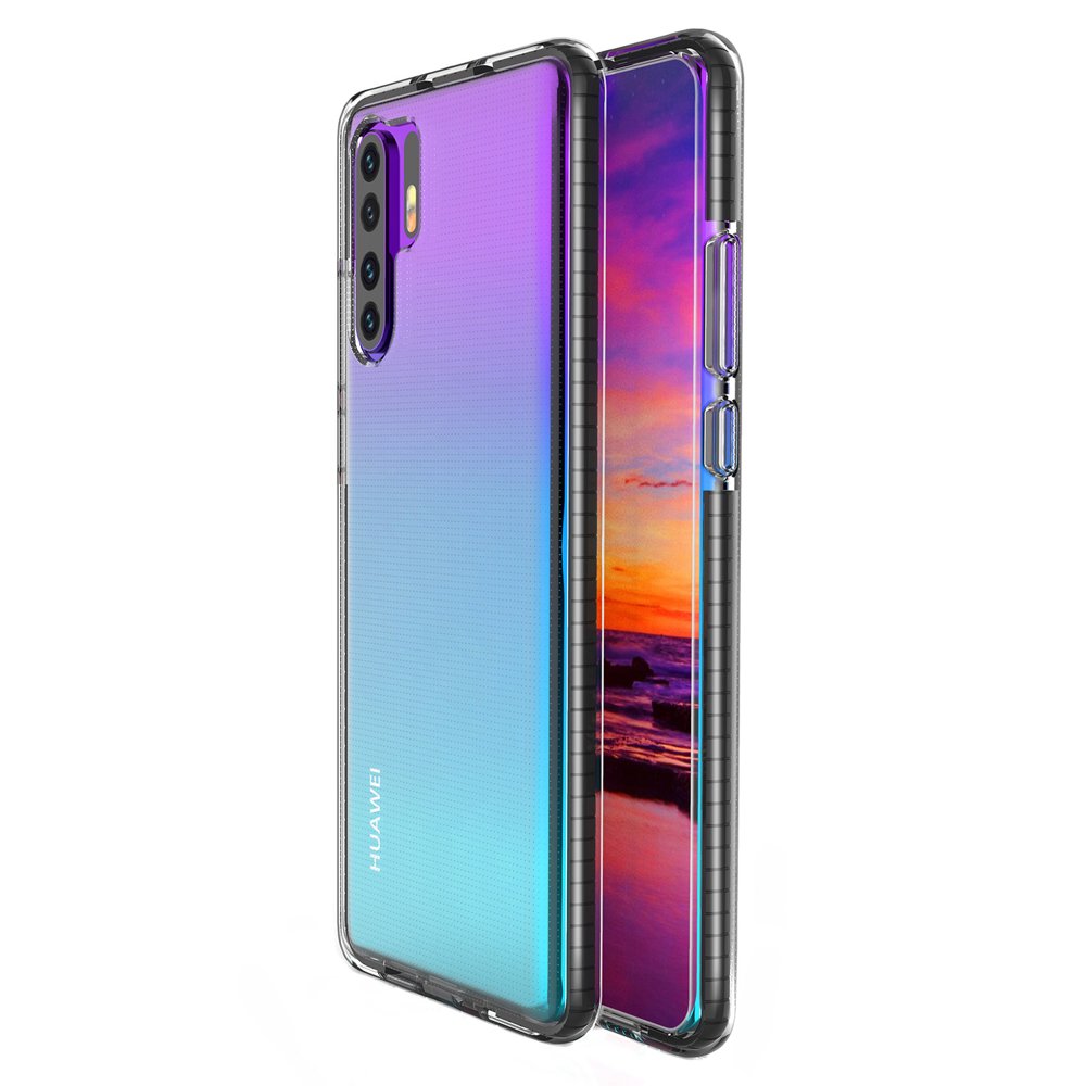 Capa protetora de gel TPU transparente com moldura colorida para Huawei P30 Pro preto