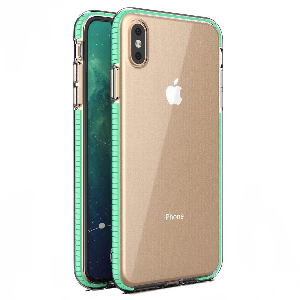 Capa protetora de gel de TPU transparente com moldura colorida para iPhone XS Max mint
