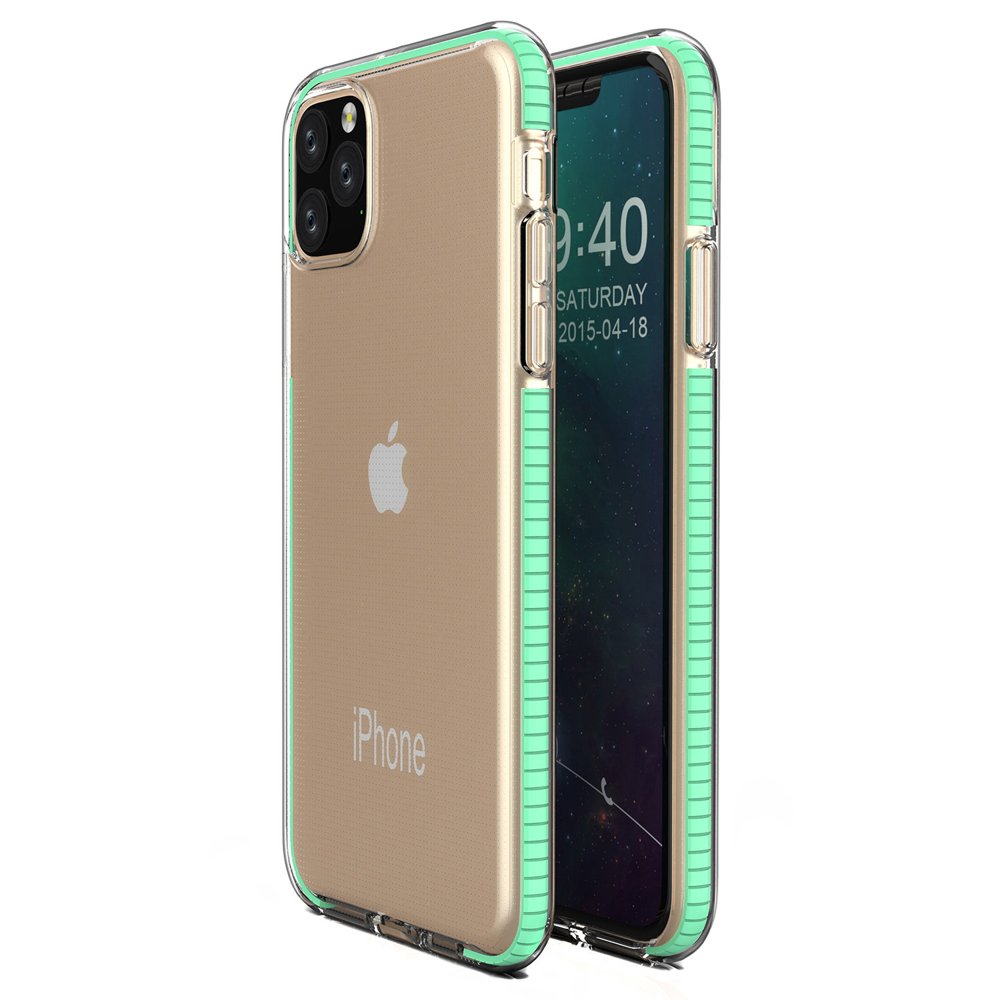Capa protetora de gel de TPU transparente com moldura colorida para iPhone 11 Pro Max mint