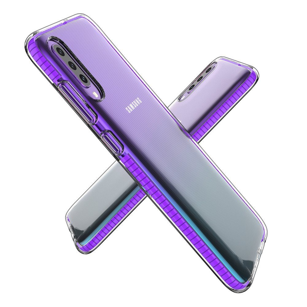 Capa protetora de gel TPU transparente com moldura colorida para Samsung Galaxy A70 mint