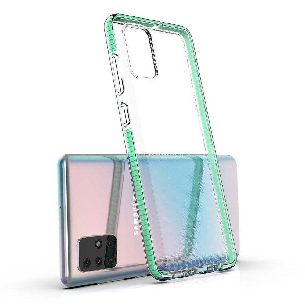 Capa protetora de gel TPU transparente com moldura colorida para Samsung Galaxy A71 mint