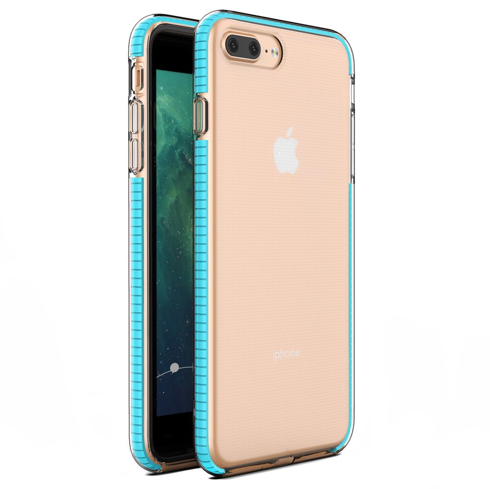 Capa protetora de gel TPU transparente com moldura colorida para iPhone 8 Plus  -  iPhone 7 Plus azul claro