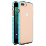 Capa protetora de gel TPU transparente com moldura colorida para iPhone 8 Plus  -  iPhone 7 Plus azul claro