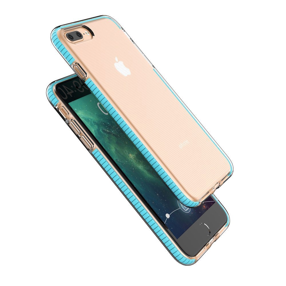 Capa protetora de gel TPU transparente com moldura colorida para iPhone 8 Plus  -  iPhone 7 Plus azul claro