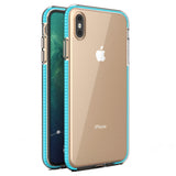 Capa protetora de gel TPU transparente com moldura colorida para iPhone XS  -  iPhone X azul claro
