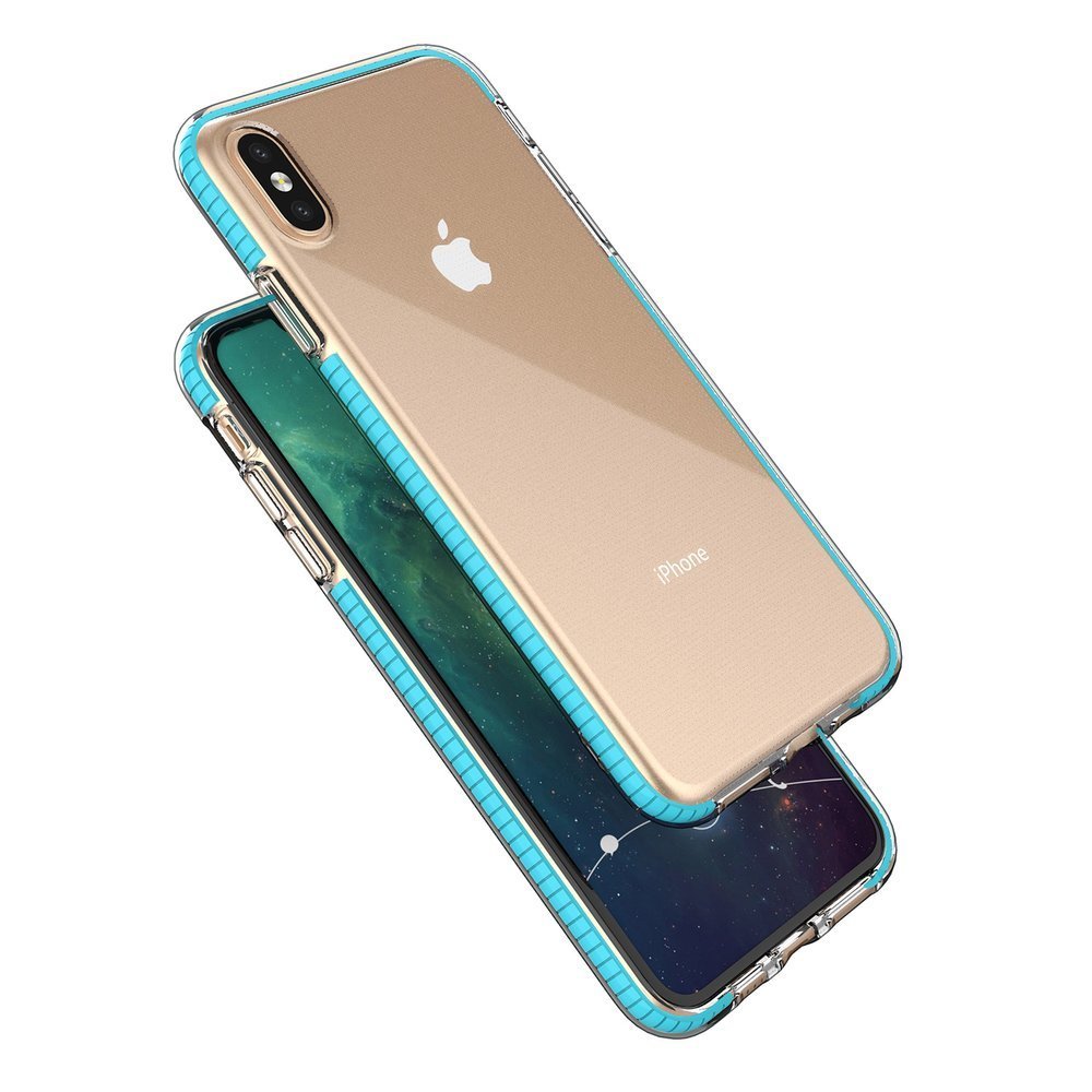 Capa protetora de gel TPU transparente com moldura colorida para iPhone XS  -  iPhone X azul claro