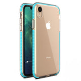 Capa protetora de gel TPU transparente com moldura colorida para iPhone XR azul claro