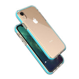 Capa protetora de gel TPU transparente com moldura colorida para iPhone XR azul claro