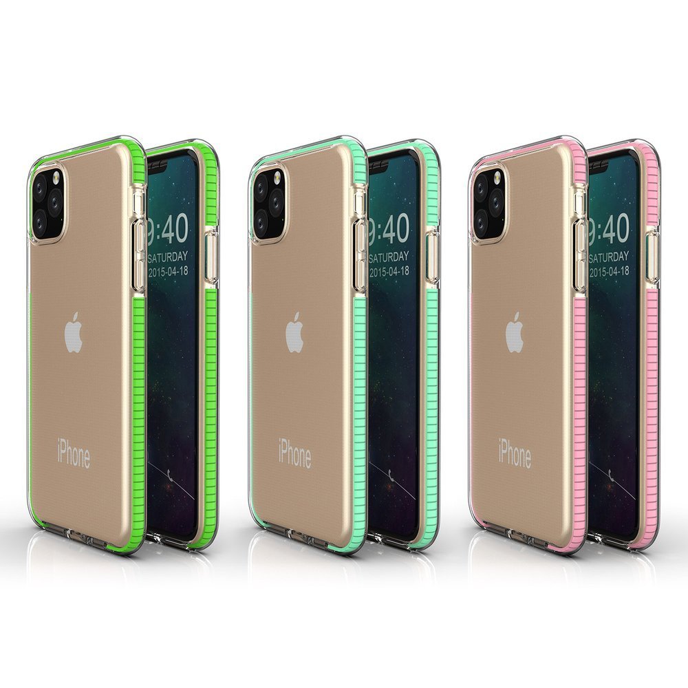 Capa protetora de gel TPU transparente com moldura colorida para iPhone 11 Pro azul claro