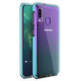 Capa protetora de gel TPU transparente com moldura colorida para Samsung Galaxy A20e azul claro