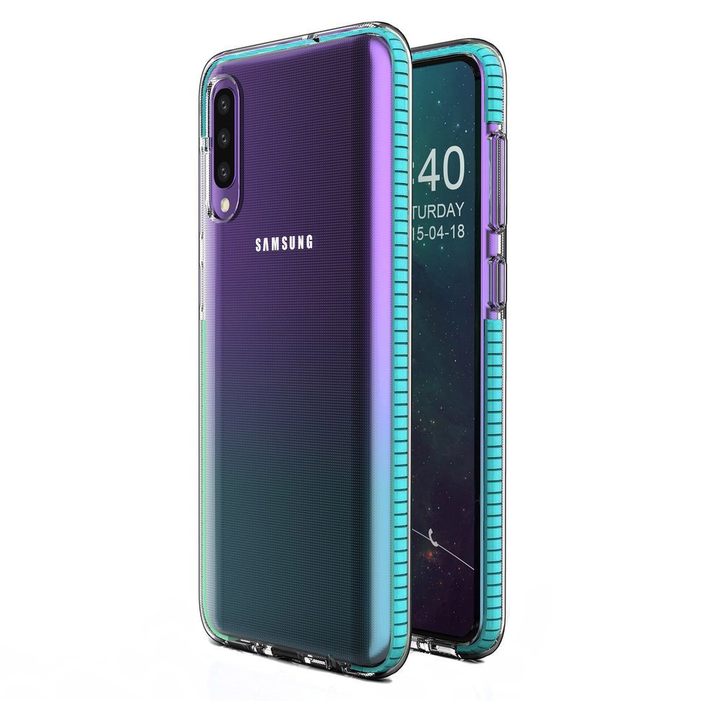 Capa protetora de gel de TPU transparente com moldura colorida para Samsung Galaxy A50s  -  Galaxy A50  -  Galaxy A30s azul claro