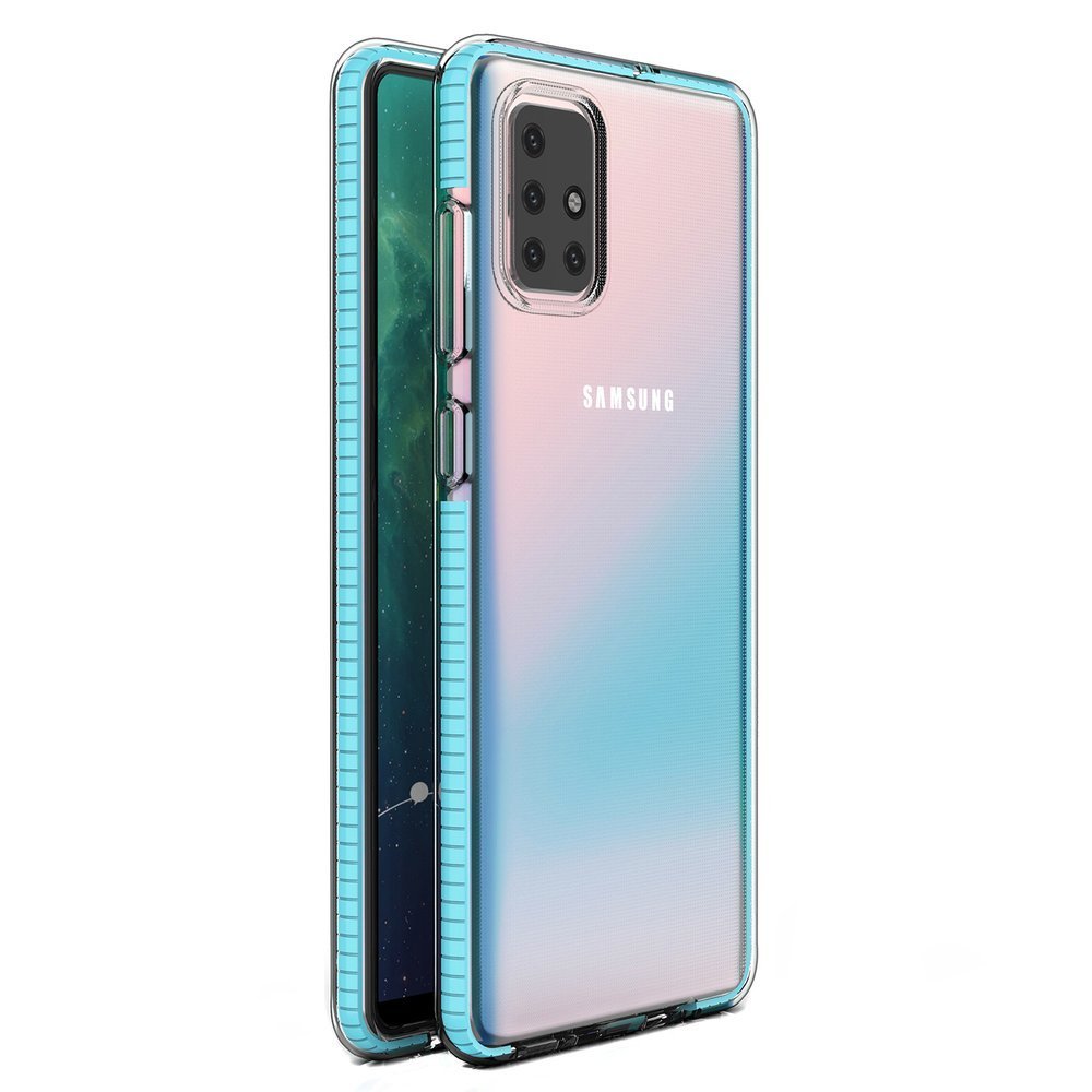 Capa protetora de gel de TPU transparente com moldura colorida para Samsung Galaxy A71 azul claro