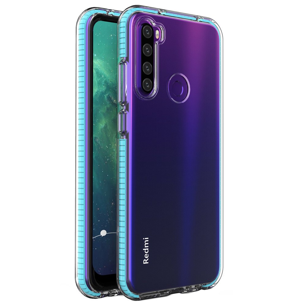 Capa protetora de gel TPU transparente com moldura colorida para Xiaomi Redmi Note 8T azul claro