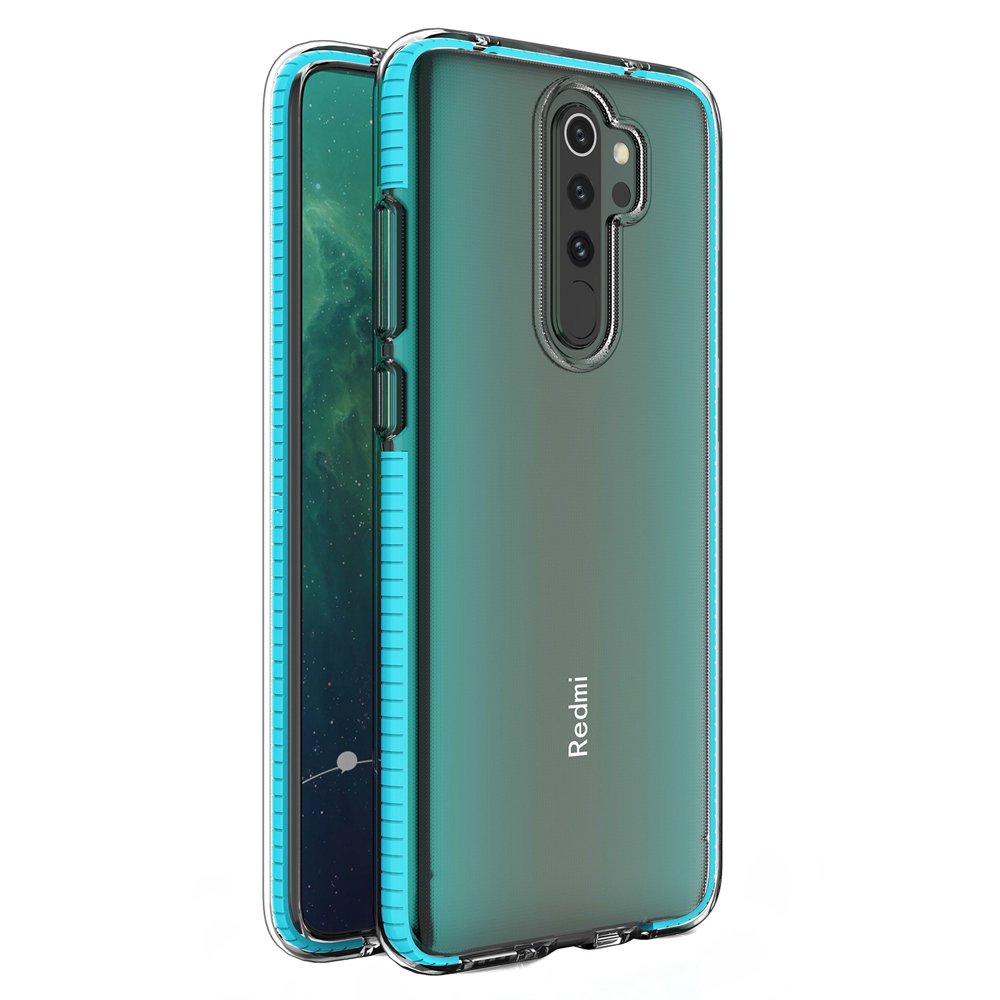 Capa protetora de gel TPU transparente com moldura colorida para Xiaomi Redmi Note 8 Pro azul claro
