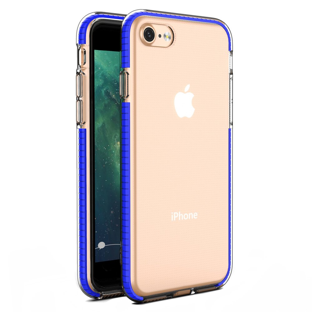 Capa protetora de gel TPU transparente com moldura colorida para iPhone SE 2020  -  iPhone 8  -  iPhone 7 azul escuro