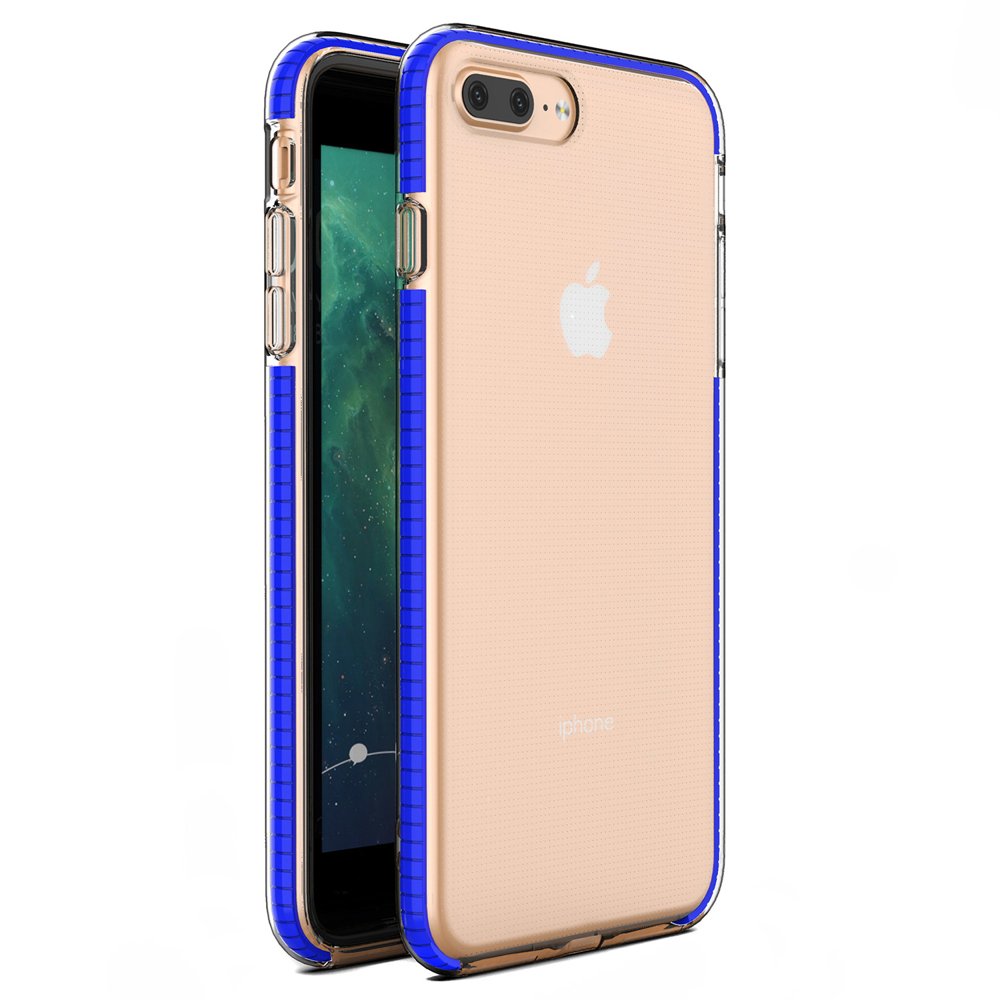 Capa protetora de gel TPU transparente com moldura colorida para iPhone 8 Plus  -  iPhone 7 Plus azul escuro