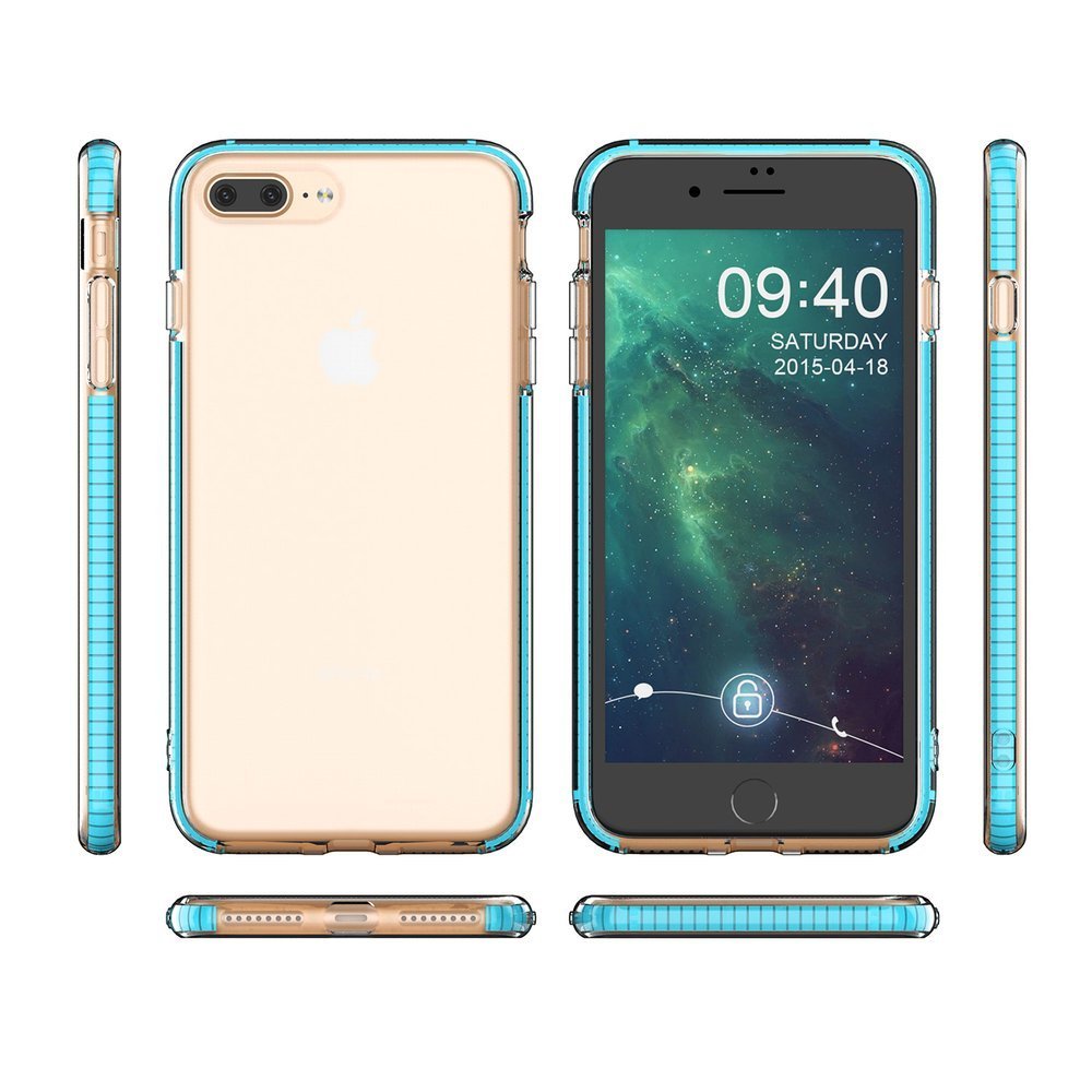Capa protetora de gel TPU transparente com moldura colorida para iPhone 8 Plus  -  iPhone 7 Plus azul escuro