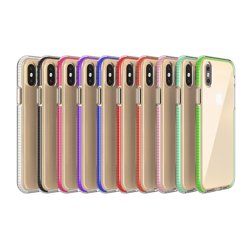 Capa protetora de gel TPU transparente com moldura colorida para iPhone XS  -  iPhone X azul escuro