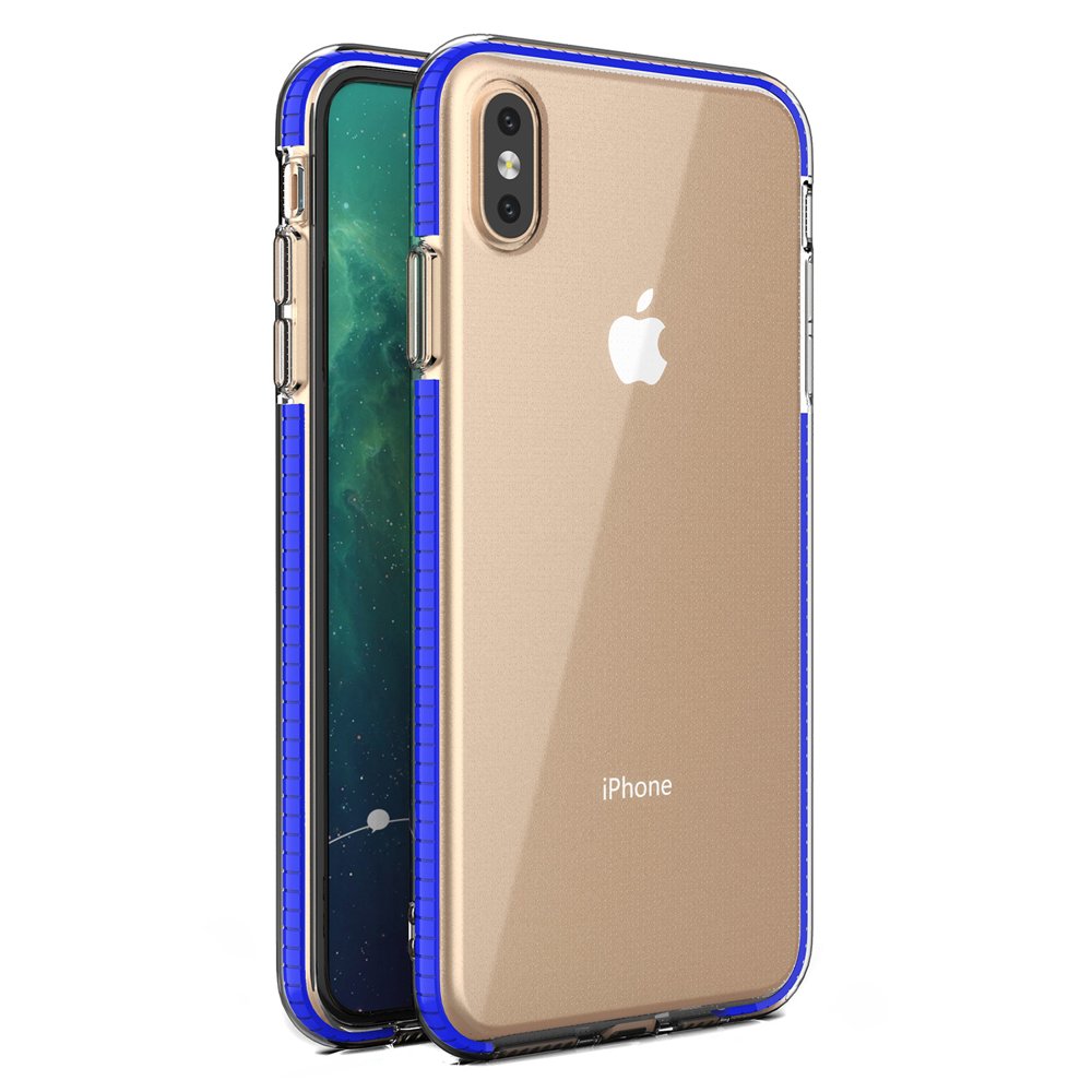 Capa protetora de gel de TPU transparente com moldura colorida para iPhone XS Max azul escuro
