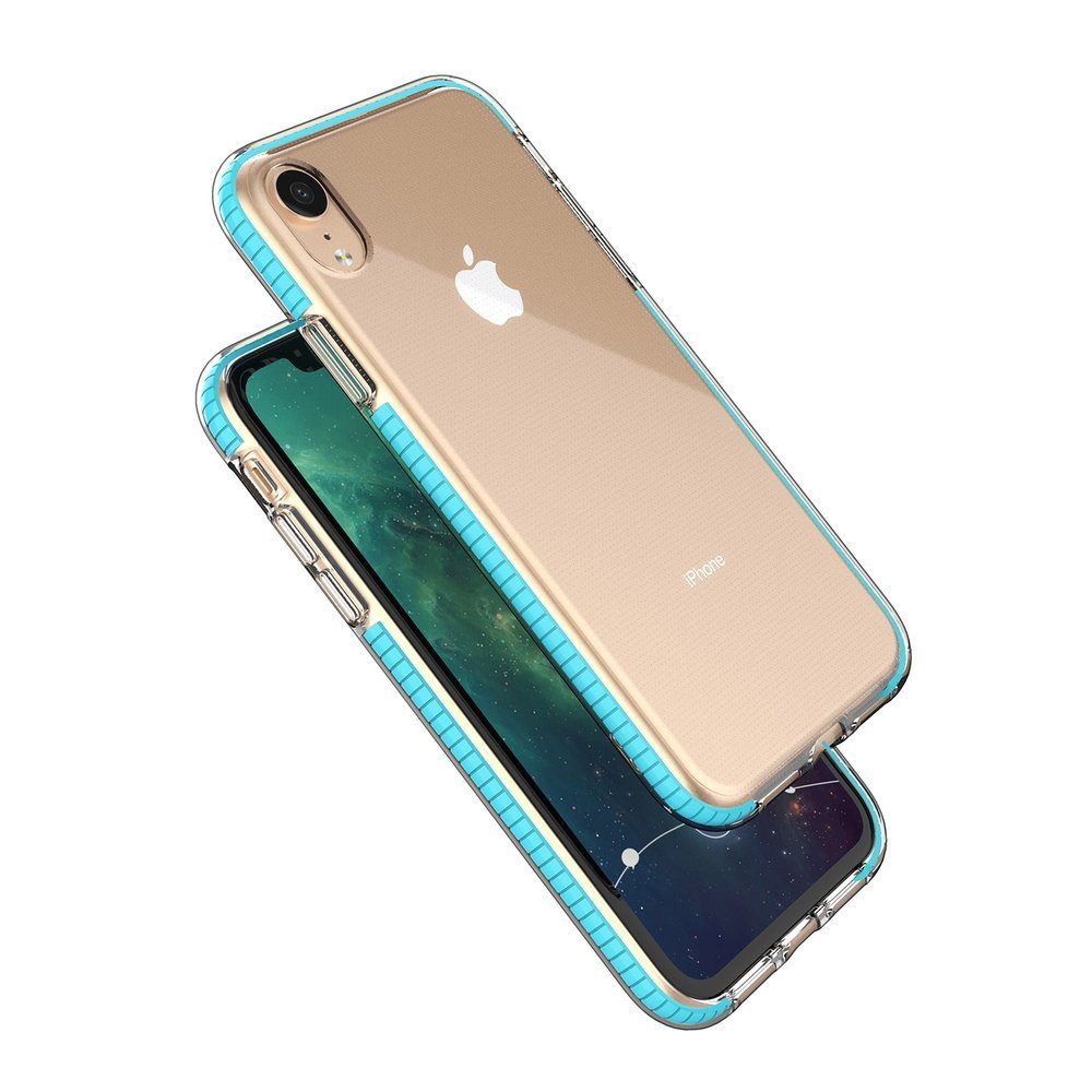 Capa protetora de gel TPU transparente com moldura colorida para iPhone XR azul escuro