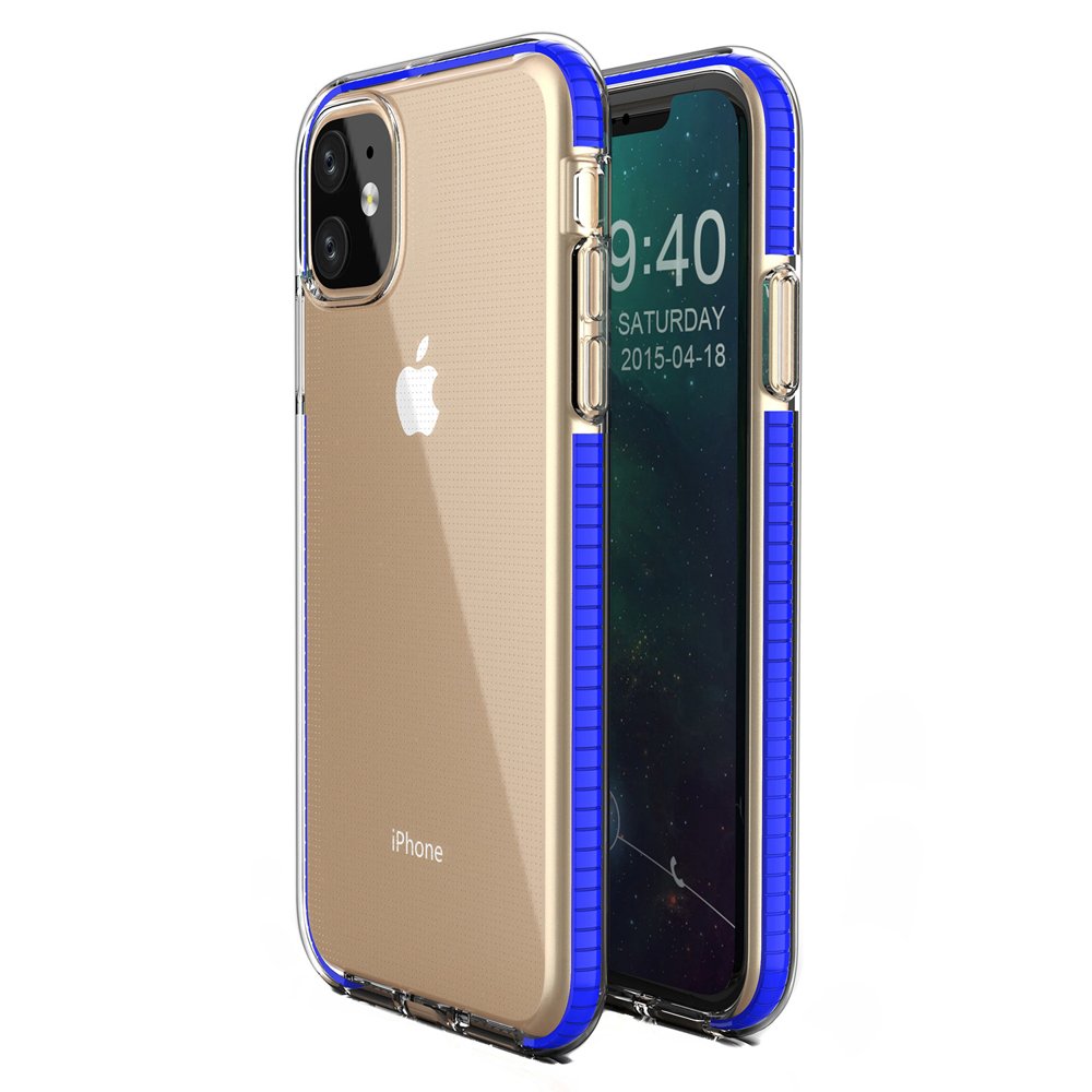 Capa protetora de gel TPU transparente com moldura colorida para iPhone 11 azul escuro