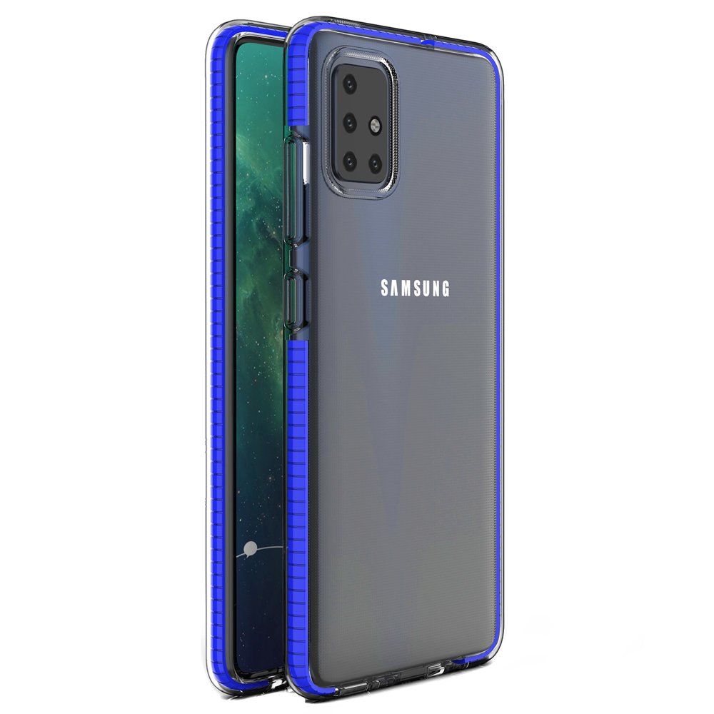 Capa protetora de gel TPU transparente com moldura colorida para Samsung Galaxy A51 azul escuro