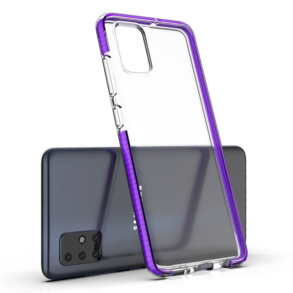 Capa protetora de gel TPU transparente com moldura colorida para Samsung Galaxy A51 azul escuro