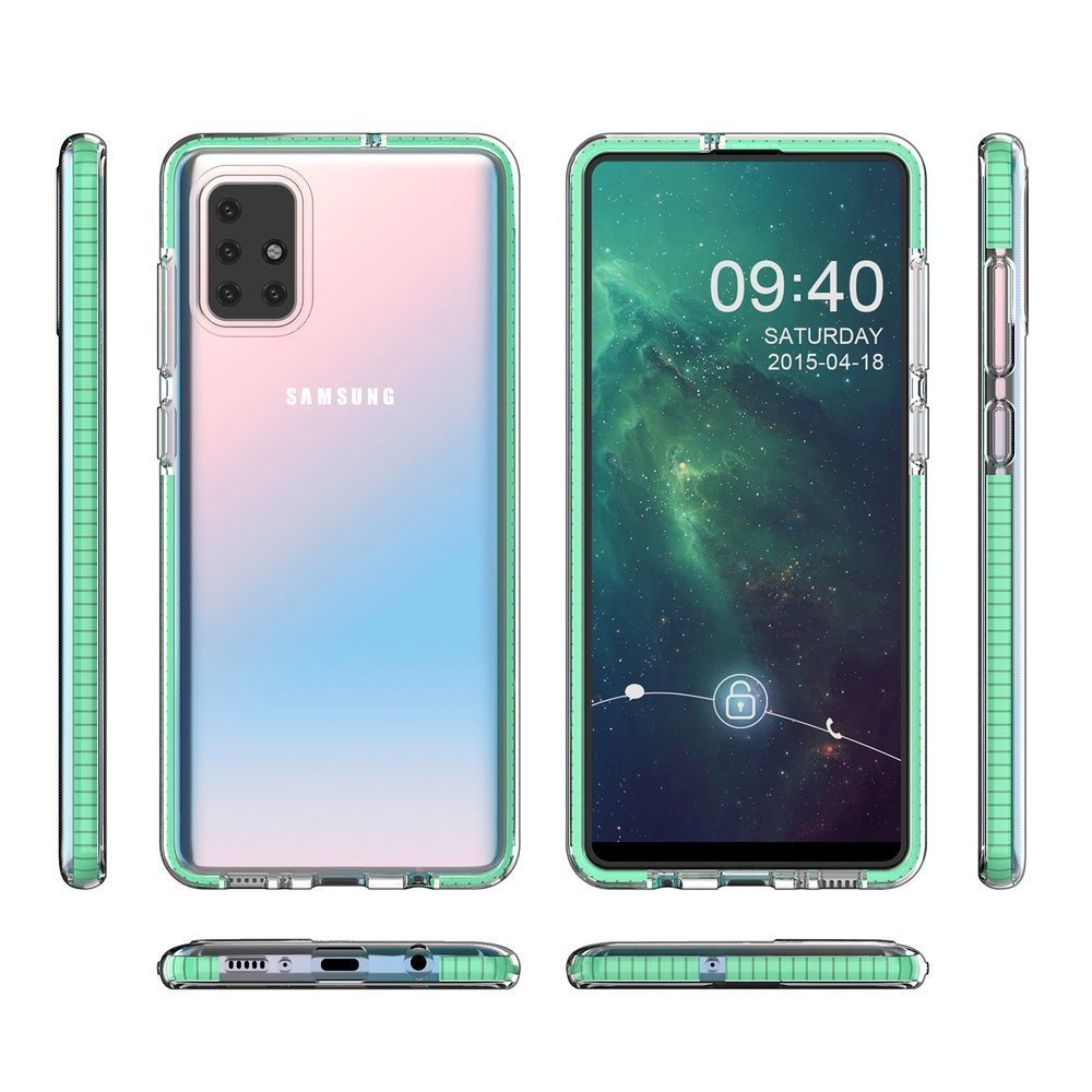 Capa protetora de gel TPU transparente com moldura colorida para Samsung Galaxy A71 azul escuro