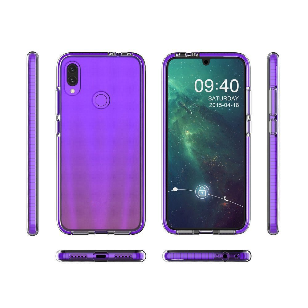 Capa protetora de gel de TPU transparente com moldura colorida para Huawei P Smart 2019 azul escuro