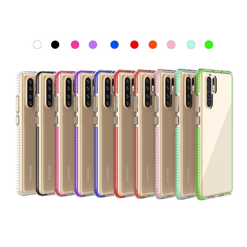 Capa protetora de gel de TPU transparente com moldura colorida para Huawei P30 Pro azul escuro