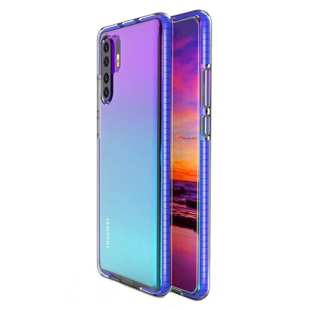 Capa protetora de gel de TPU transparente com moldura colorida para Huawei P30 Pro azul escuro