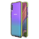 Capa protetora de gel de TPU transparente com moldura colorida para Samsung Galaxy A70 amarelo