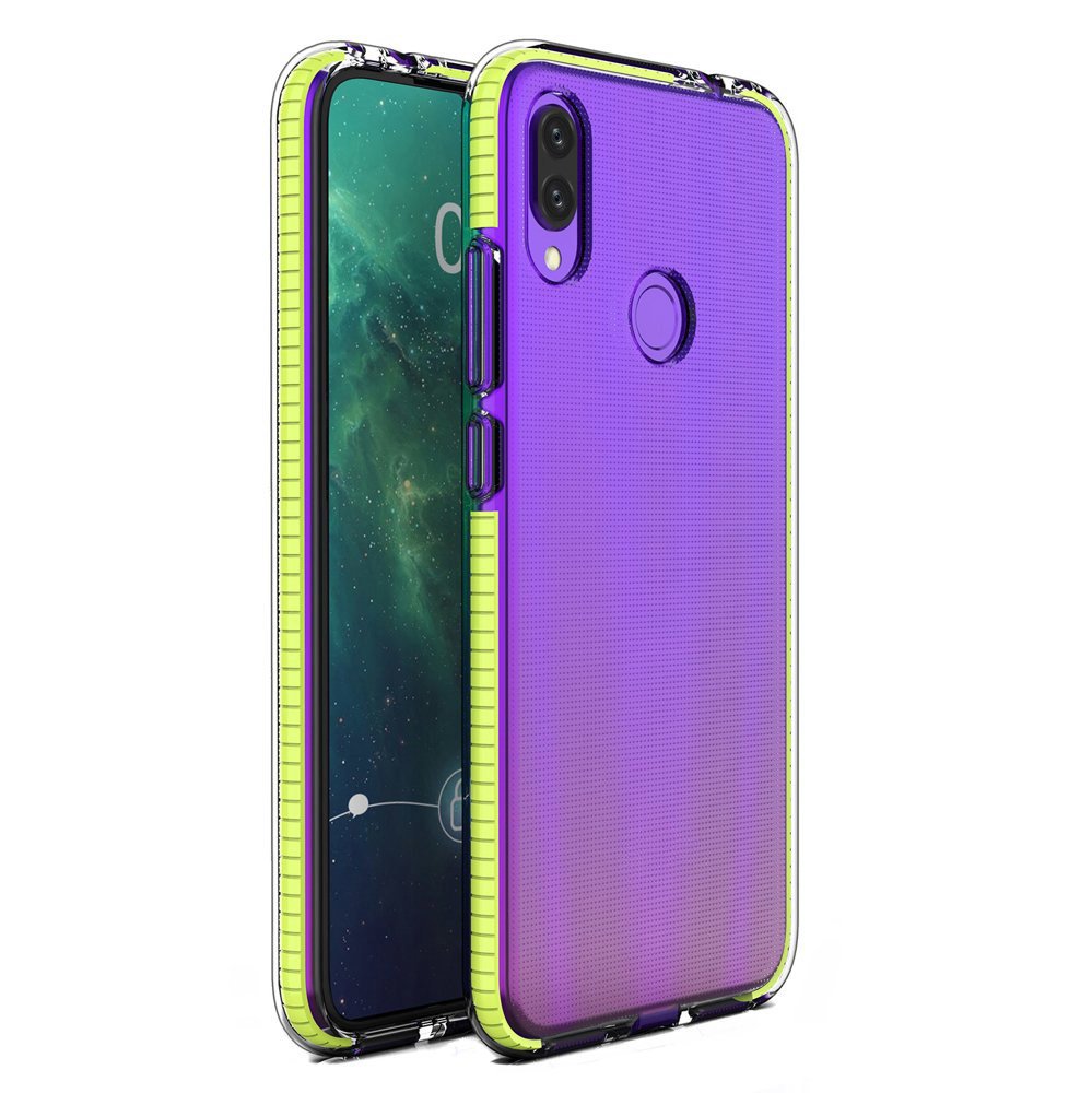 Capa protetora de gel de TPU transparente com moldura colorida para Huawei P Smart 2019 amarelo