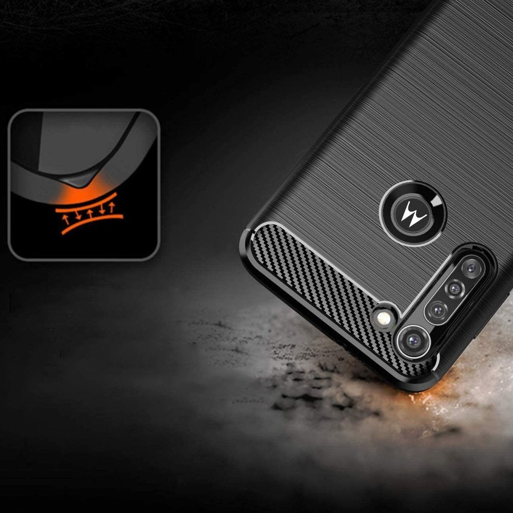 Capa carbono Capa flexível de TPU para Motorola Moto G8 Power preto