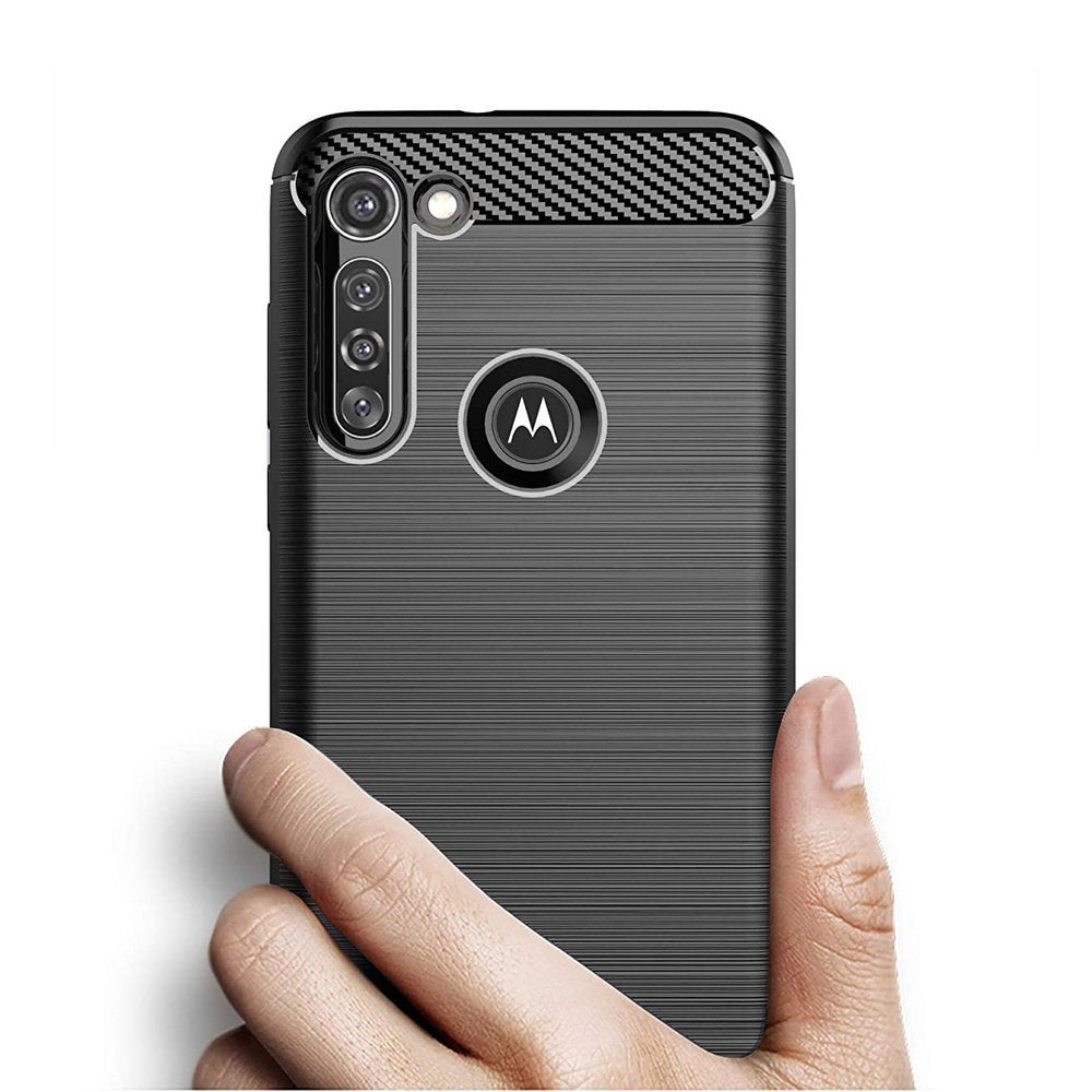 Capa carbono Capa flexível de TPU para Motorola Moto G8 Power preto
