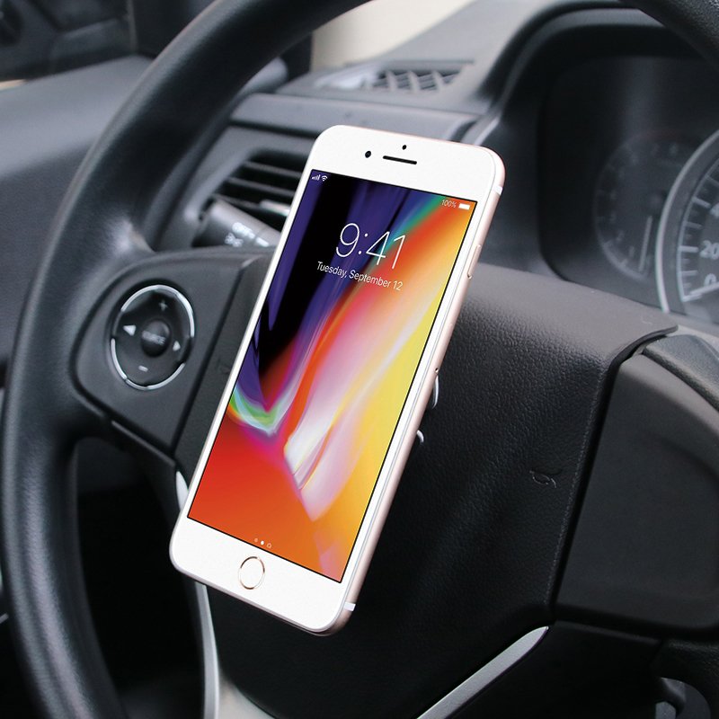 Suporte magnético autoadesivo para telefone automotivo volante prateado