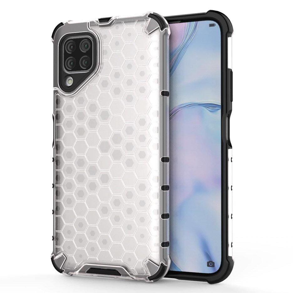 Capa de armadura de favo de mel com pára-choque de TPU para Huawei P40 Lite  -  Nova 7i  -  Nova 6 SE transparente
