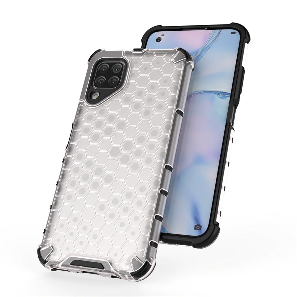 Capa de armadura em caixa de favo de mel com pára-choque de TPU para Huawei P40 Lite  -  Nova 7i  -  Nova 6 SE preto