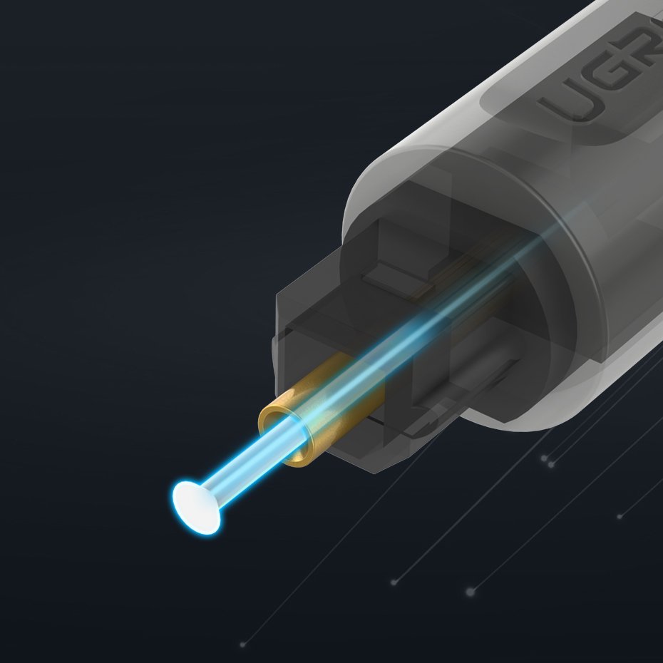 Cabo de fibra óptica de áudio digital Ugreen 1 m Toslink SPDIF cinza (10768)