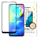 Wozinsky vidro temperado cola total protetor de tela super resistente totalmente coberto com moldura amigável para Motorola Moto G8 Power  -  Moto G Pro preto