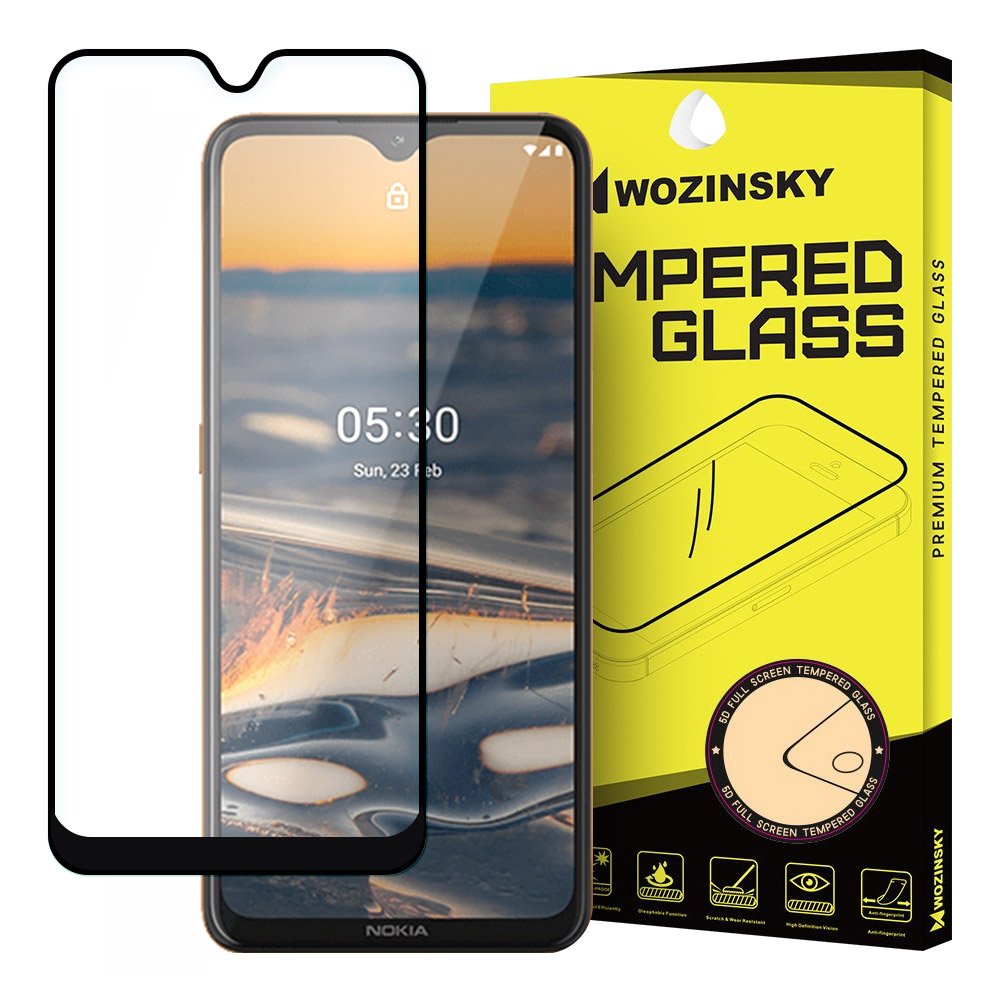 Protetor de tela super resistente de vidro temperado Wozinsky totalmente coberto com moldura compatível para Nokia 5.3 preto