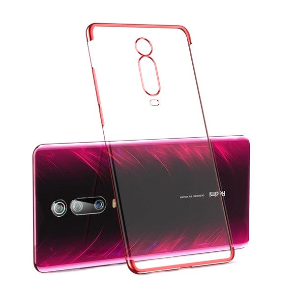 Estojo transparente de gel TPU para moldura de galvanoplastia para Xiaomi Mi 9T  -  Xiaomi Mi 9T Pro vermelho