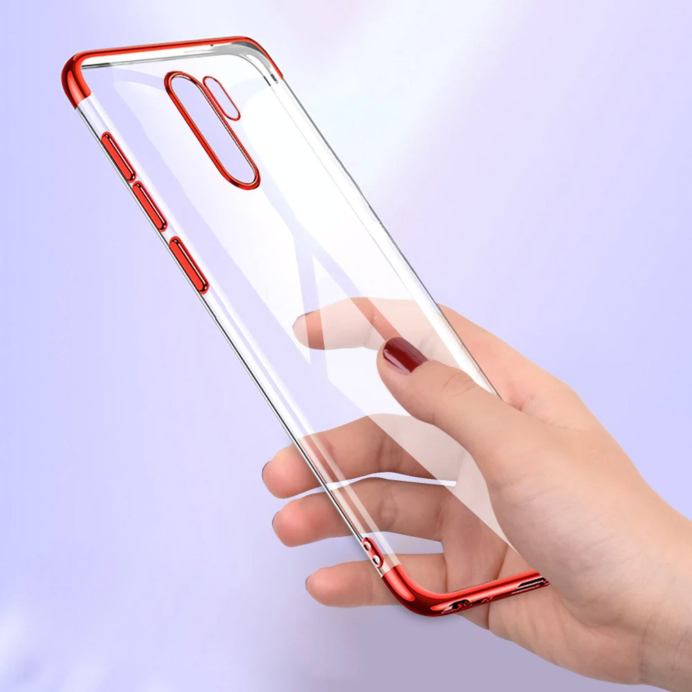 Estojo transparente de gel TPU para moldura de galvanoplastia para Xiaomi Mi 9T  -  Xiaomi Mi 9T Pro vermelho