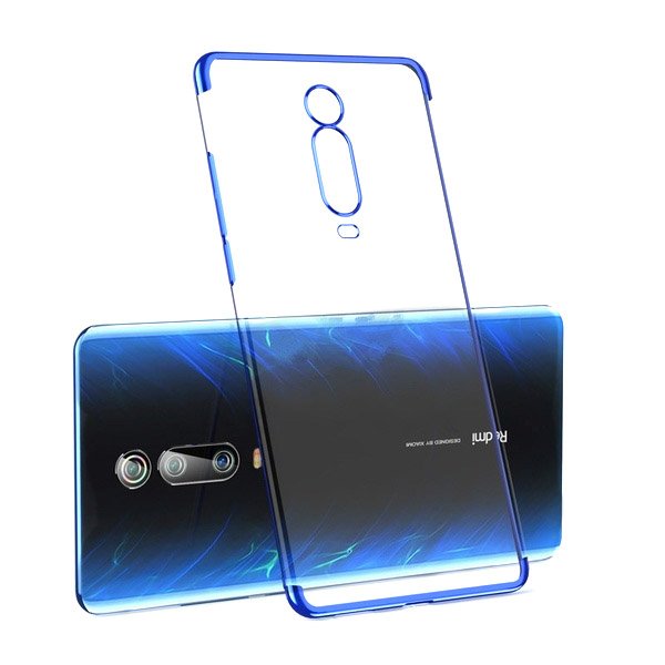 Estojo transparente de gel TPU para moldura de galvanoplastia para Xiaomi Mi 9T  -  Xiaomi Mi 9T Pro azul
