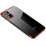 Capa transparente de gel TPU com estrutura de galvanoplastia para Samsung Galaxy A71 vermelho