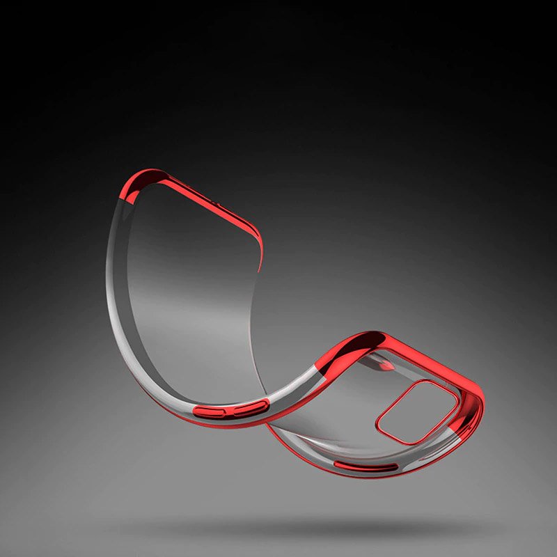 Capa transparente de gel TPU com estrutura de galvanoplastia para Samsung Galaxy A71 vermelho